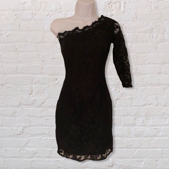 🍁Fall Sale🍁 Hush Black Lace One Shoulder Dress - Picture 1 of 3